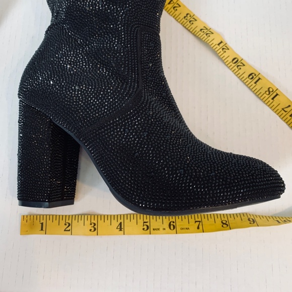 Torrid Stretch Embellished Bootie Size 8.5 WW Black Glass Beads Whimsygoth Bling - Picture 10 of 11